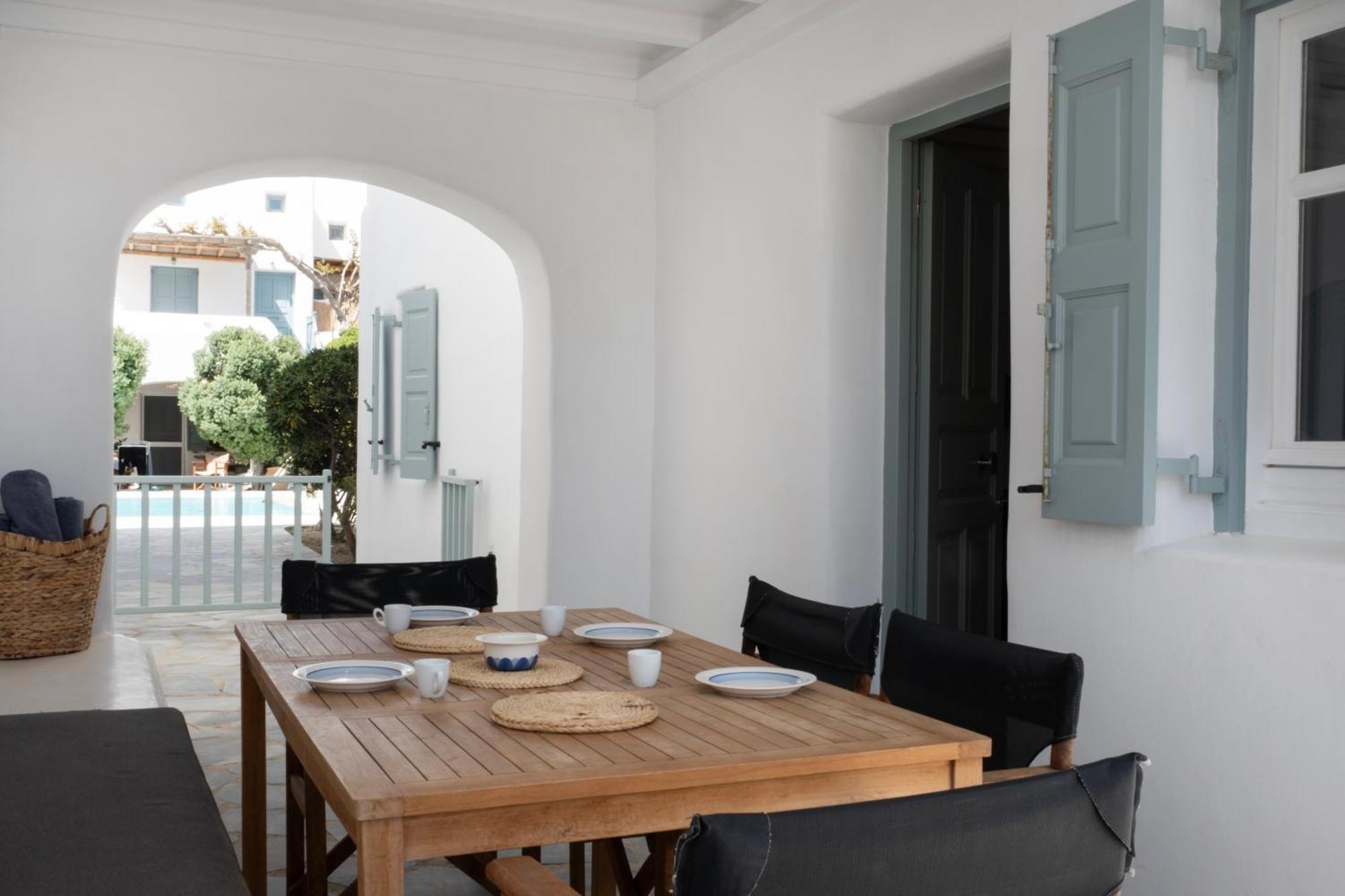 Mykonian Style W Shared Pool Houses & Nighttime Security Guard Ornos  Exterior foto